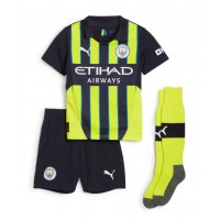 Camisa de Futebol Manchester City Erling Haaland #9 Equipamento Secundário Infantil 2024-25 Manga Curta (+ Calças curtas)